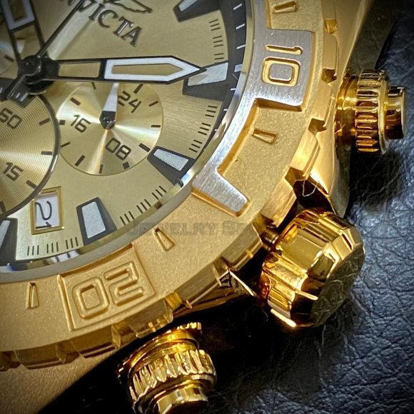 NEW Invicta Aviator 49MM Gold Dial Quartz Silicone Strap Watch - Picture 7 of 12